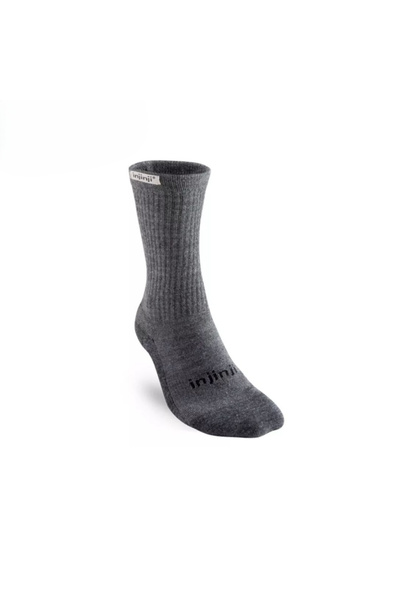 injinji جوارب نسائية من نوع HIKER CREW NUWOOL - رمادي غامق - XS/S