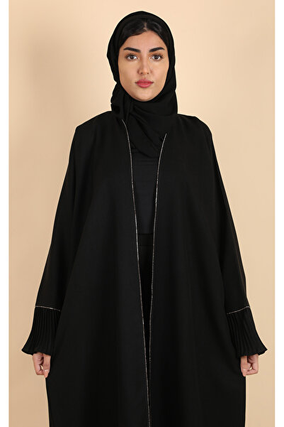 Stylish Fashion عباية من ستايلش فاشن كويتي لف باللون الاسود وبكم كويتي كسرات