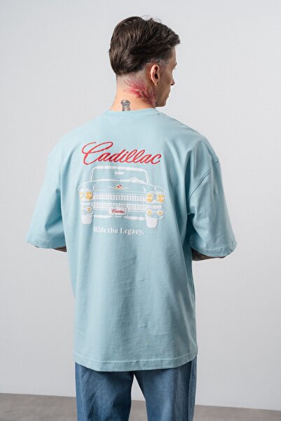 Respire Tricou supradimensionat Cadillac, albastru deschis
