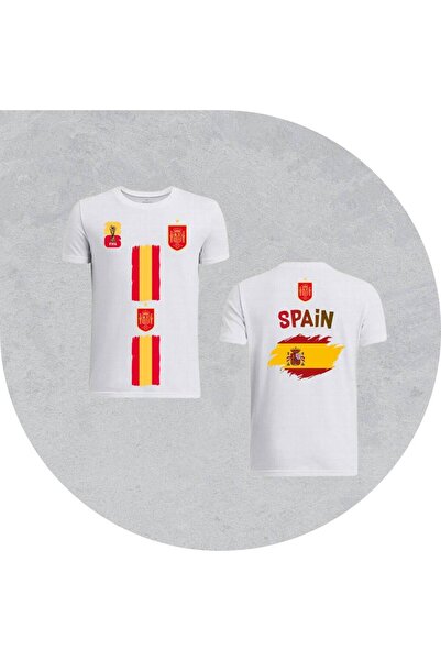 Generic T Shirt Spain Team White Polyester Sports T-Shirt