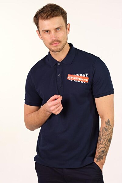 Arma Ar-Ma Men's Polo Collar T-Shirt with Text Print Regular Fit Single Roll ...