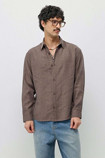 VAMOSCLO Flowy Oversize Modal Blend Shirt Brown