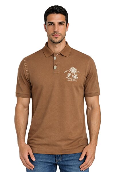 Arma Ar-Ma Men's Polo Collar T-Shirt Picture Printed Knitted Fabric Regular F...