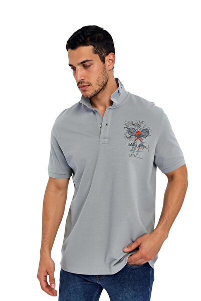 Arma Ar-Ma Men's Polo Collar T-Shirt Picture Printed Knitted Fabric Large Siz...
