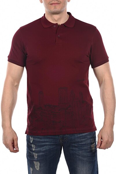 Arma Ar-Ma Men's Polo Collar T-Shirt with Picture Print Regular Fit Single Ro...