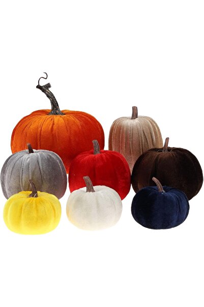 OEM Dovleci artificiali din catifea, decorativi, set 8 bucăți, dimensiuni dif...