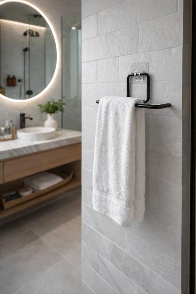 Lilya Home Adhesive Toilet Paper Holder / Toilet Roll Holder – No-Drill Installation, Ergonomic Design