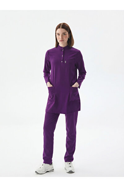 Class Üniforma Hijab - Purple Lycra Nurse Uniform Set