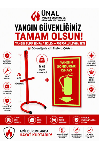 ünalgrup Yangın Tüpü Standı Sehpası + Fosforlu Yangın Söndürme Cihazı Levhası...