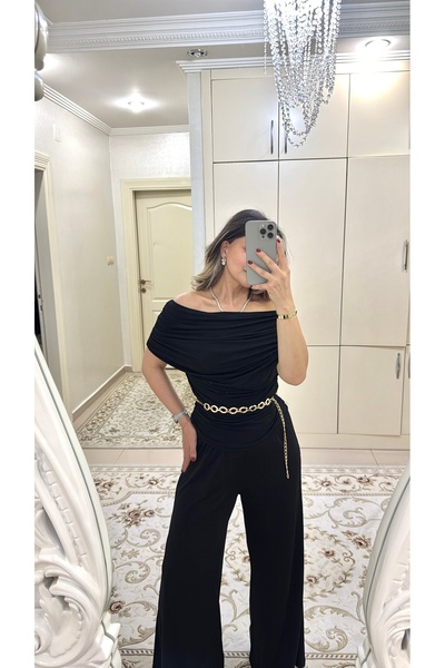 DENİZ Kayık Yaka Büzgülü Alt Üst Takım