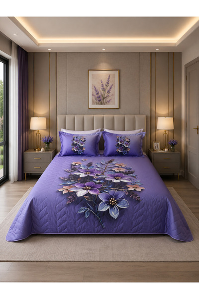 AYBERK HOME TEXTİLE طقم غطاء لحاف مزدوج مبطن من ليثيوم فور سيزونز مكون من 6 ق...