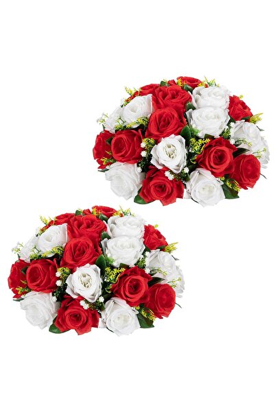 OEM Flori Artificiale Trandafiri Decorativi Pentru Nuntă 2 Bucăți 35x18 cm Al...