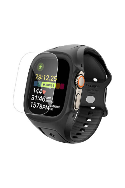 Spigen Liquid Air Pro & Σκληρυμένο Γυαλί Apple Watch Ultra 1 2 3 49 χιλ. Μαύρο