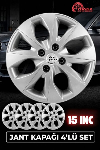 YONGA OTO AKSESUAR HYUNDAİ İ20 15 İnç Kırılmaz Jant Kapağı 4 Adet Gümüş + 4 A...