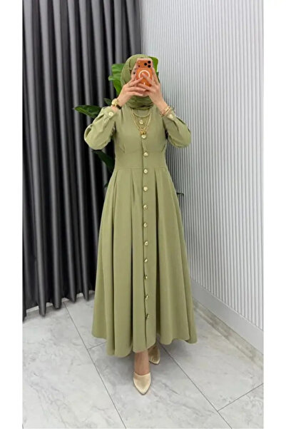 bgm fashion Kadın Tesettür Dabıl Krep Kumaş Asel Model Elbise