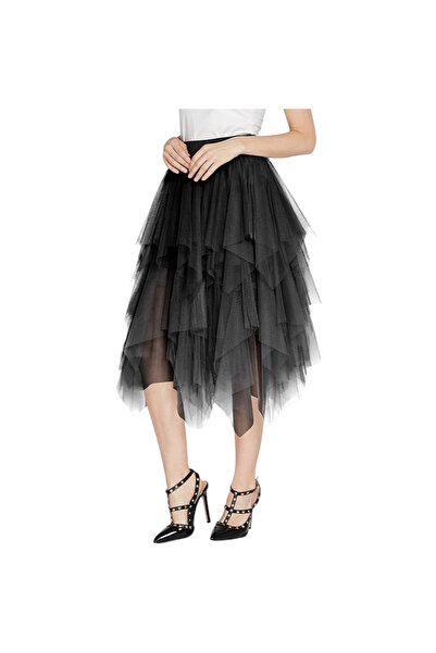 OEM Fustă midi din tulle pentru femei, plasă boho, elegantă, stratificată, ne...