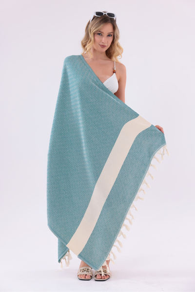 Lux Touch Hera 100% bumbac, peshtemal de plajă cu model geometric |   Pareo c...