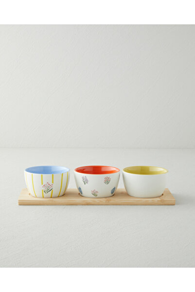 English Home Garden Petals Stoneware 4 Parça Sunumluk 9,5x5 cm Renkli