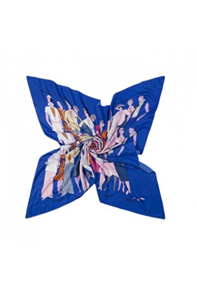 GiftForYou Esarfa din matase si poliester Paris Lady Blue