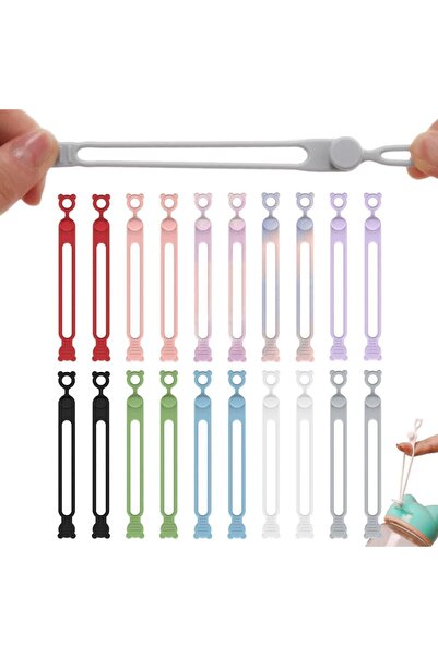 Arabest 20Pcs Reusable Silicone Cable Ties, Elastic Cord Straps for Organizin...