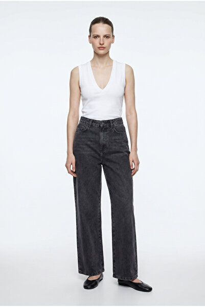Sementa Wide Leg High Waist Jeans - Black