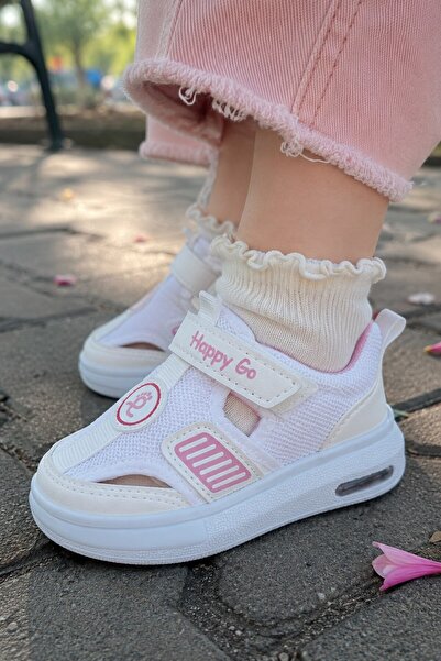 ZERA TREND Işıklı Fileli Çocuk Cırtlı Sneaker Sandalet - Hava Alan Yazlık Kre...