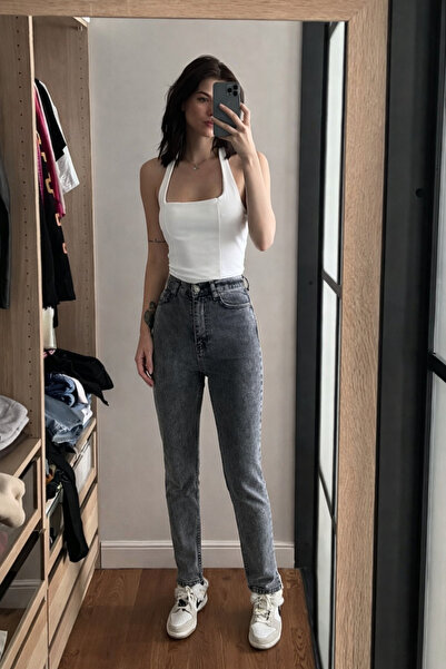 XRAY JEANS Γυναικείο κλασικό slim fit τζιν παντελόνι Mom Smoked