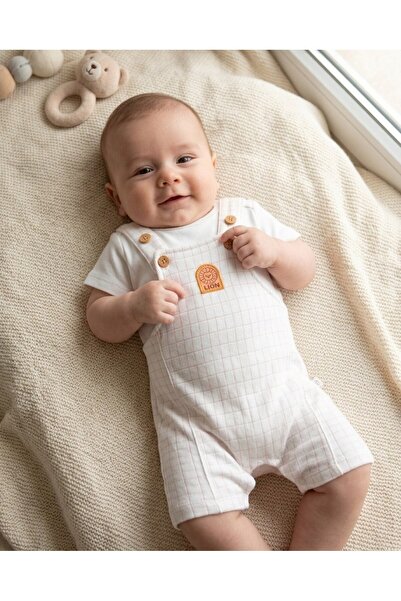 voyyo kids baby Erkek Bebek Yazlık Kısa Kollu T-shirtlü Salopet Tulum, Yenido...