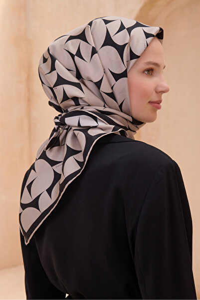 Belli Twill Silk Scarf Mink, Black