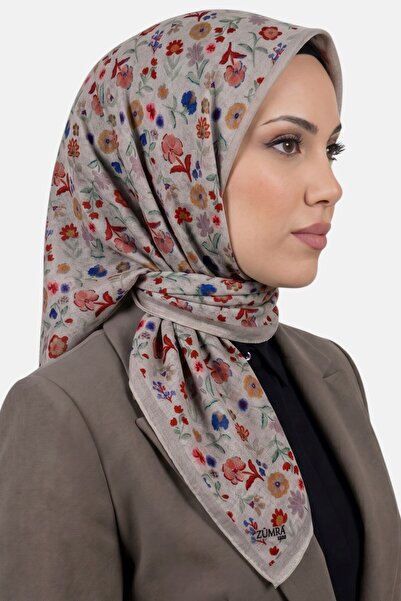 hadiora Women's Beige Floral Organic Cotton Soft Scarf