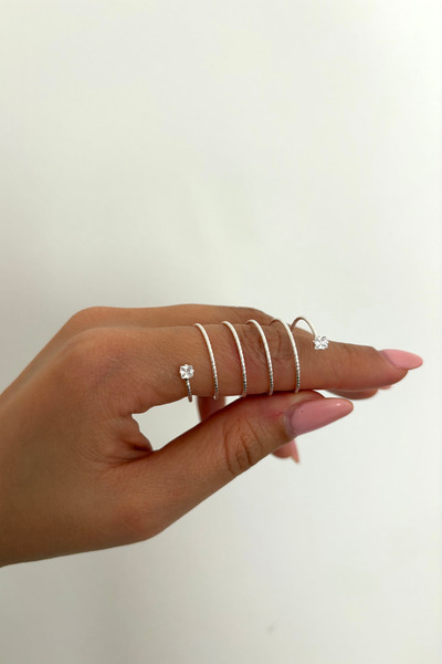 Charmist Round Stone Steel Design Spiral Ring