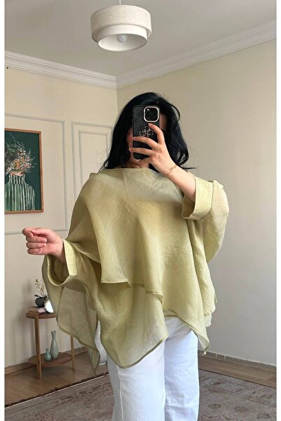 YELZEY BUTİK Oversize İnce Dökümlü Bluz