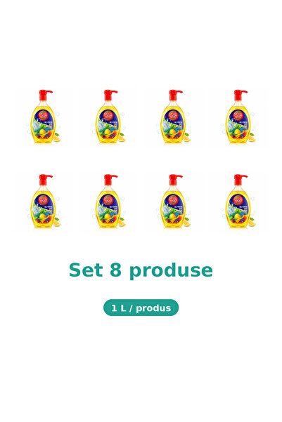Super wash Bax 8 Pachete Detergent pentru vase Super Wash, Lamaie, 1 L, conce...