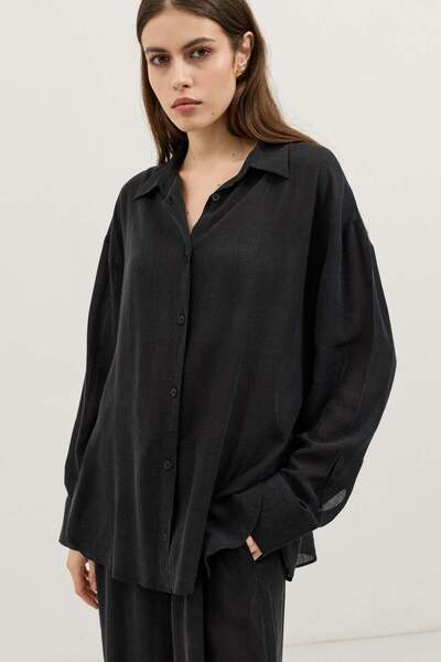 Antioch Black Relax Fit Lyocell Women's Shirt