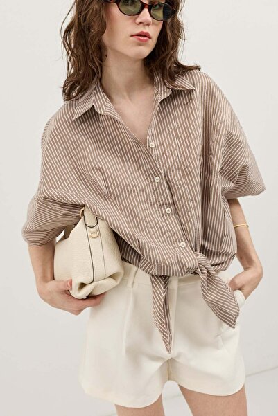 Antioch Mink Knotted Striped Women's Shirt