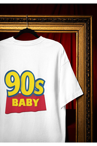 MG 90's Baby Printed Circular Neck Cotton Oversize Fit Unisex Short Sleeve Ts...