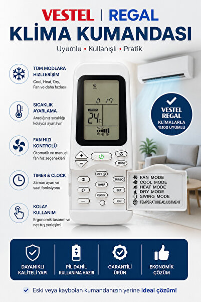 ÖZ BEYAZ EŞYA VESTEL - REGAL Nature Plus Klima Kumandası