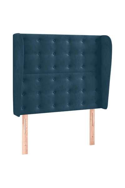 vidaxl Tăblie pat cu aripioare albastru închis 83x23x118/128cm catifea