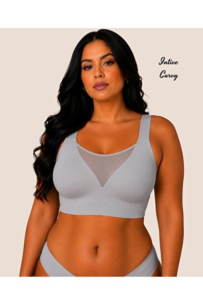 İntive Lingerie Intive Curvy Plus Size Laser Cut Seamless Thick Strap Bra wit...