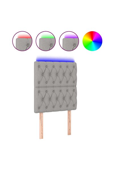 vidaxl Tăblie de pat cu LED, Gri deschis, 80x7x118/128 cm, textil