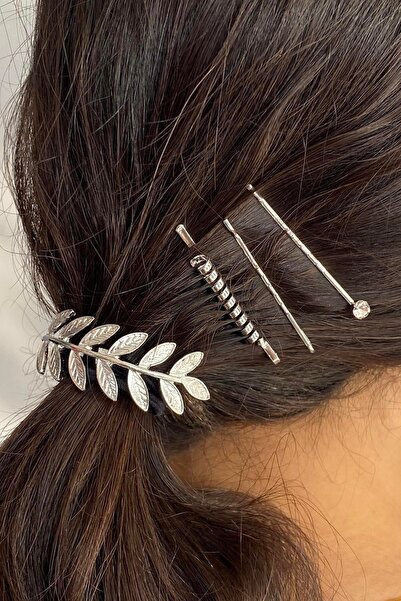 Stone Family Silver Color Leaf Figured Metal Tire and Wire Buckle Set - Durab...