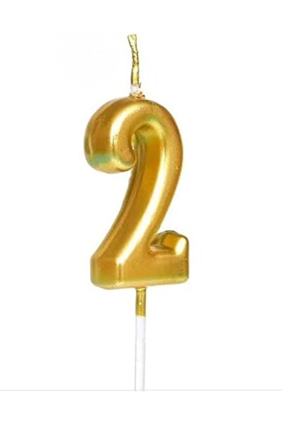 The Bros Gold Number 2 Candle – Luxury Metallic Cake Candle, Shiny Gold Finish