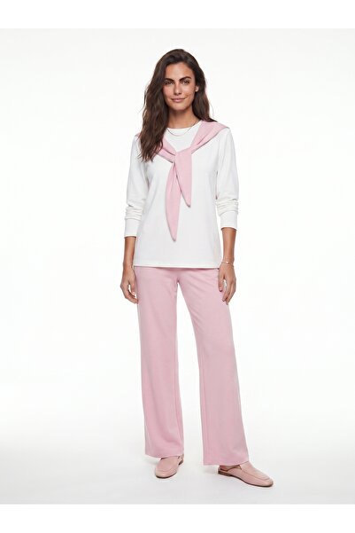 ONLOOX Pink Modal Fabric Long Sleeve Top with Elastic Waist and Wide Leg Pant...