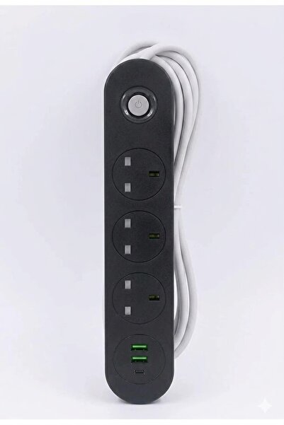 Primo Plus شريط طاقة USB MX55 بقوة 2000 واط مع 3 منافذ بريطانية، 2 منفذ USB +...