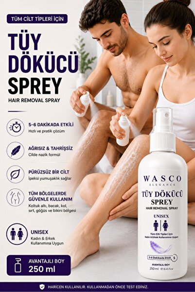Wasco Elegance Tüy Dökücü Krem Sprey 250 ml | Kadın & Erkek Kullanımına Uygun...