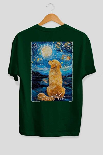 Ankhises Tricou supradimensionat verde cu imprimeu câinele "For Dog's Sake 6"...