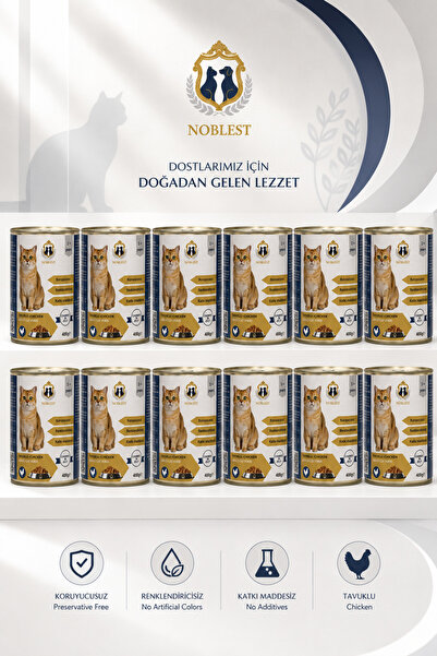 TAVUKLU JÖLELİ KÜÇÜK PARÇA ETLİ KEDİ YAŞ MAMA 400 gr X 12 ADET