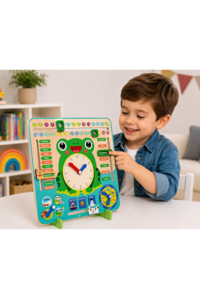 Generic Montessori Wooden Calendar Clock for Kids | Time, Date, Weather & Sea...