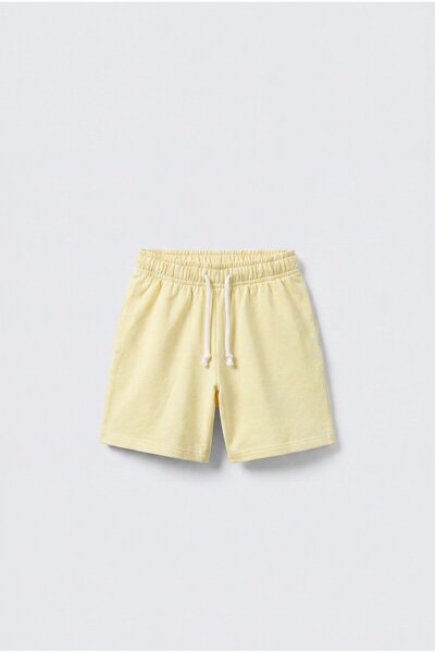 Magu Children's Cotton Yellow Basic Shorts