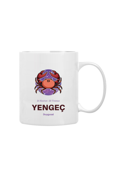 CERCİBAZAAR Crab Sign Themed Special Design Porcelain Mug – 300 ml Stylish Mu...